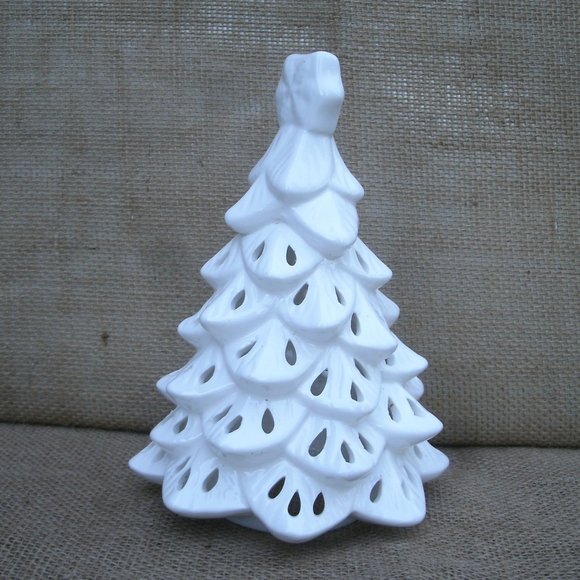 Vintage Handmade Ceramic Holiday Tree Candle Lamp - Picture 6 of 15
